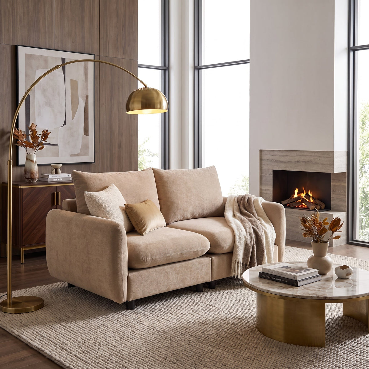 69 in. 2-Seats Modular Sectional Sofa Corner Chair