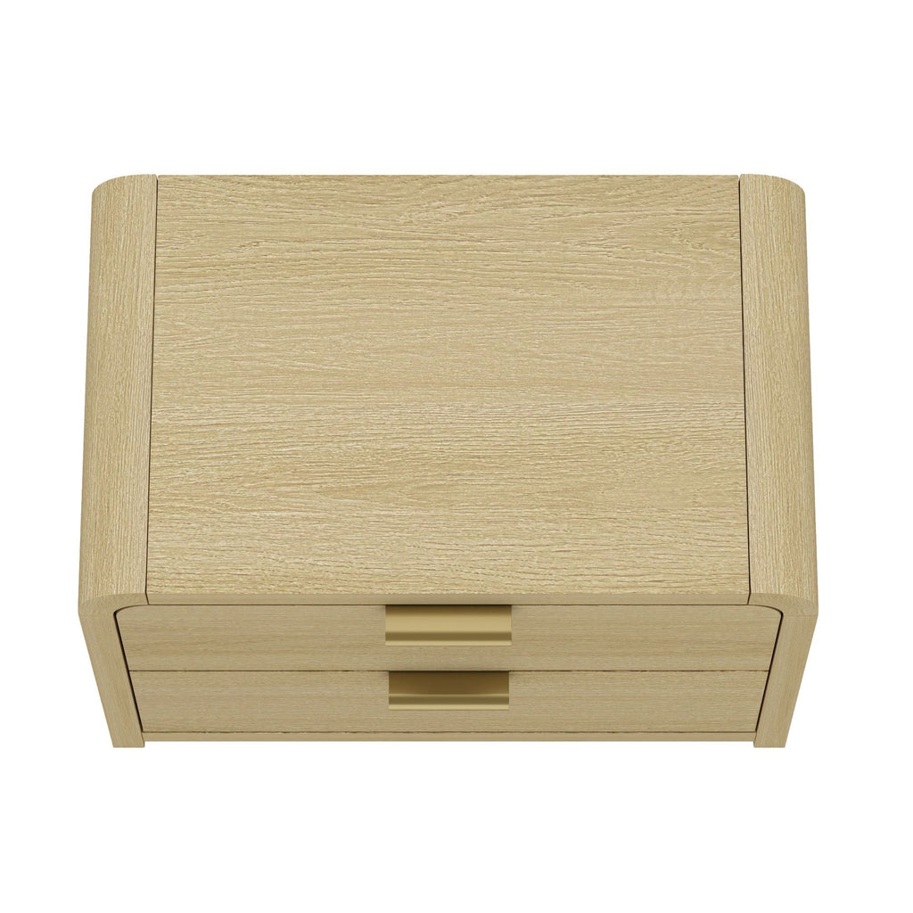 Modern Minimalist Solid Wood Nightstand with Two Drawers - Light Brown or Black