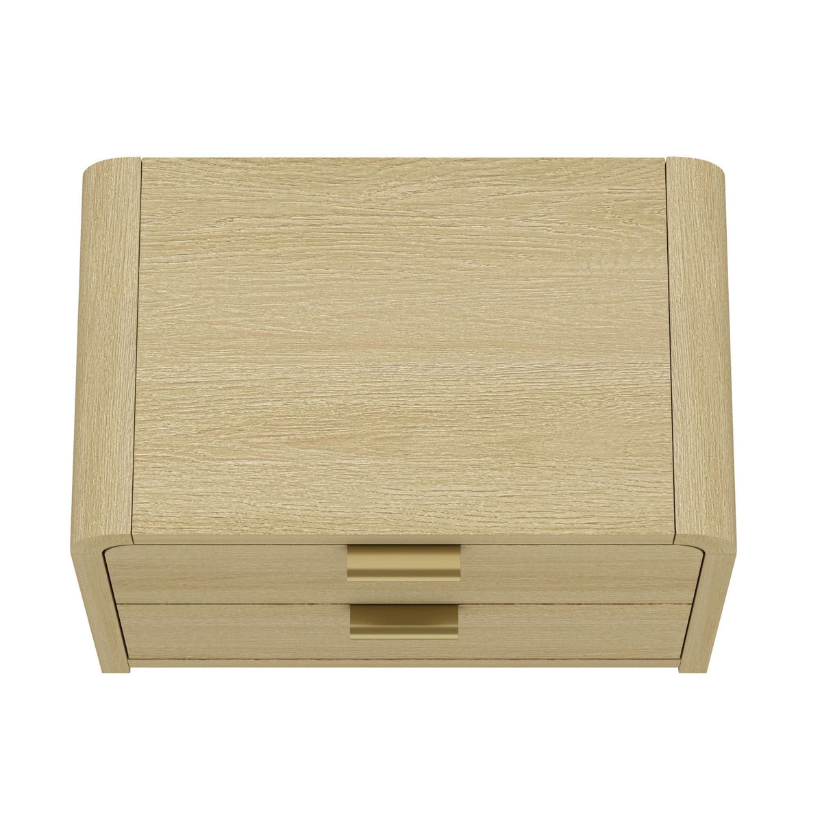 Modern Minimalist Solid Wood Nightstand with Two Drawers - Light Brown or Black