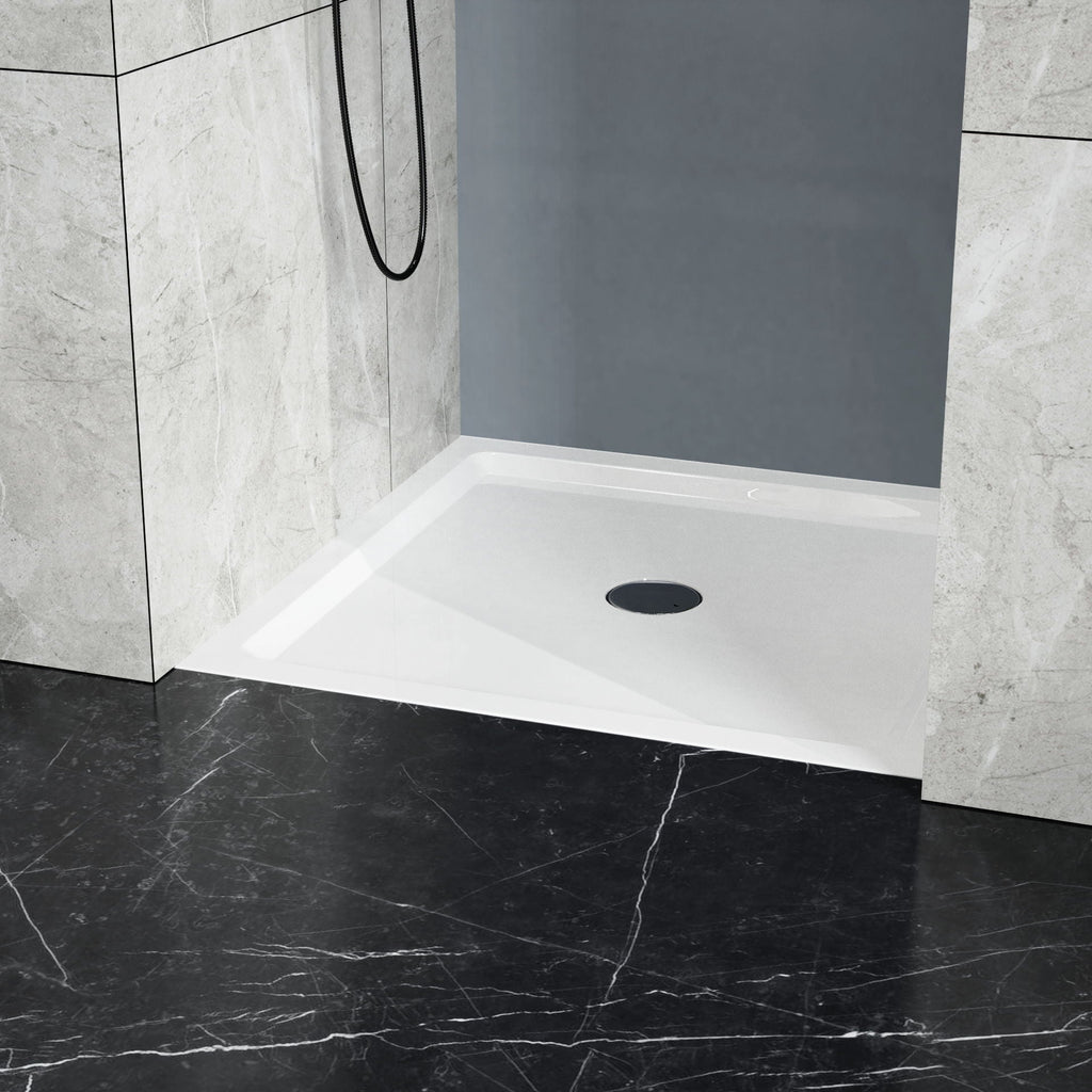 Centered Drain Shower Pan with 3-Side Tile Flanges - White