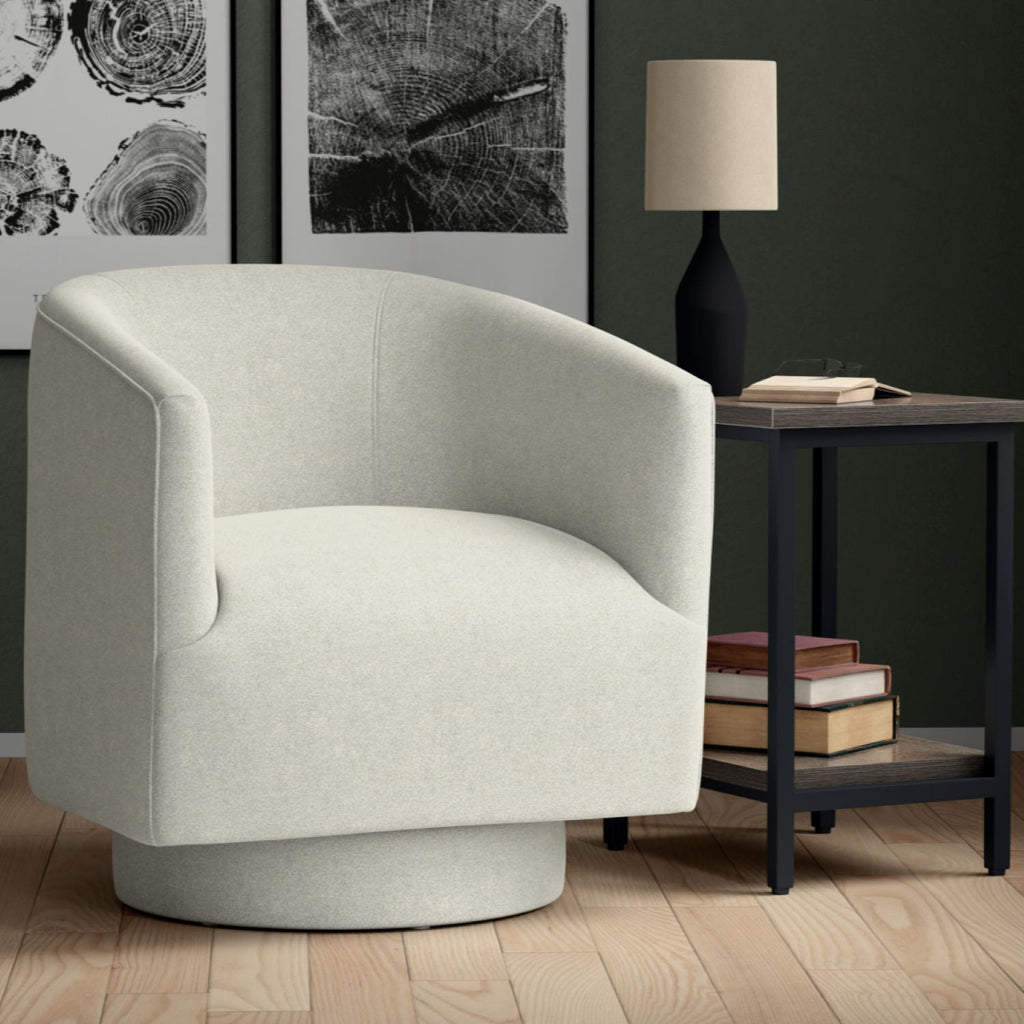 Fabric Swivel Accent Chair with Compact Design - Light Blue, Dark Green, White, Gray, Blue