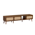 78" Walnut TV Stand With Ample Storage And Open Shelving