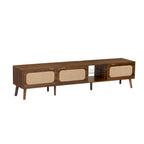 78" Walnut TV Stand With Ample Storage And Open Shelving