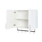 Bathroom Wall Cabinet with Adjustable Shelf and Towel Bar - White