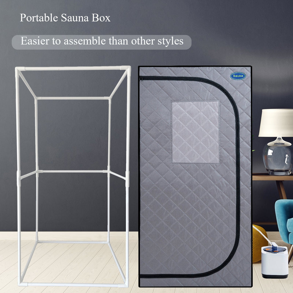 Portable Grey Steam Sauna Tent with Remote Control and Chair