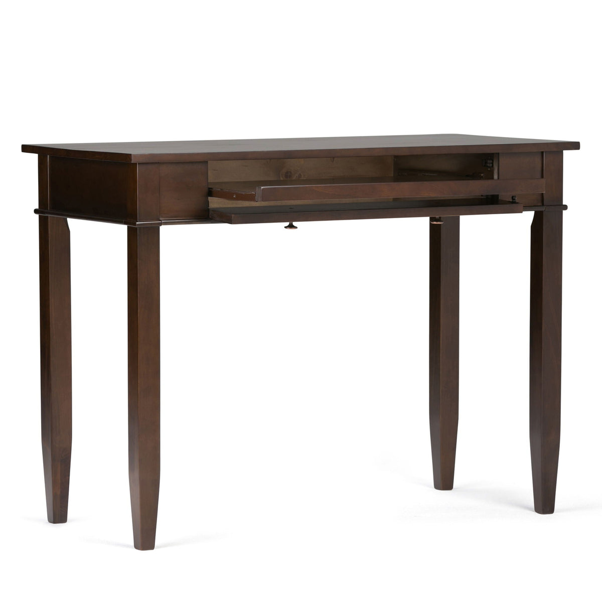 Solid Wood Writing Desk with Flip-Down Keyboard Tray - Dark Tobacco Brown