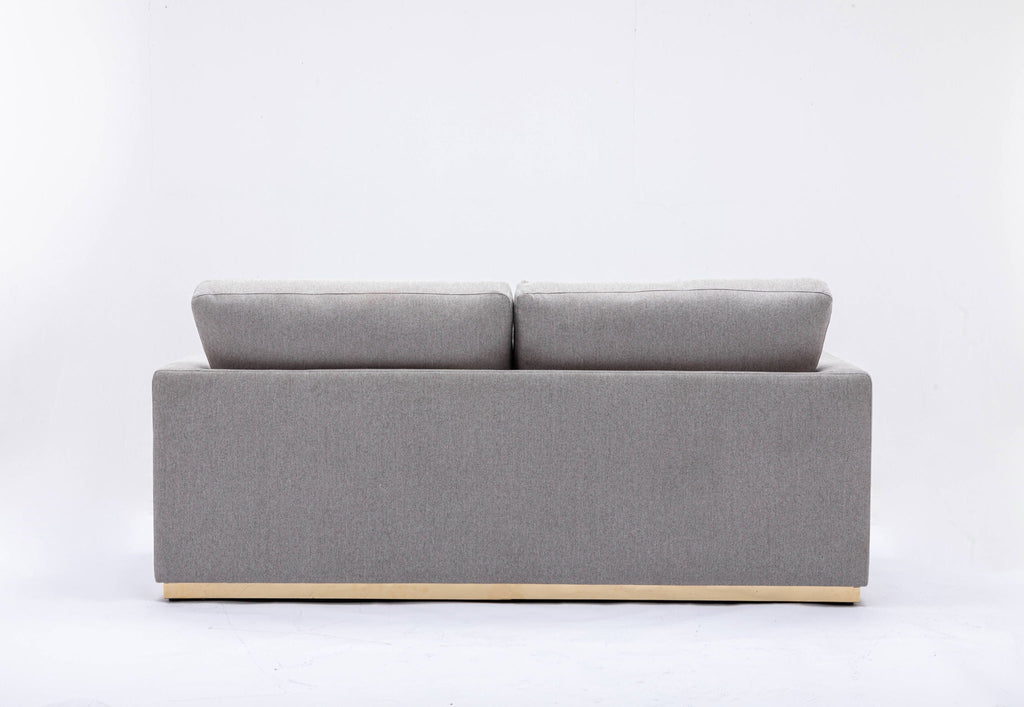 Gray Linen Stationary Sofa with Wood Frame - 77" Wide