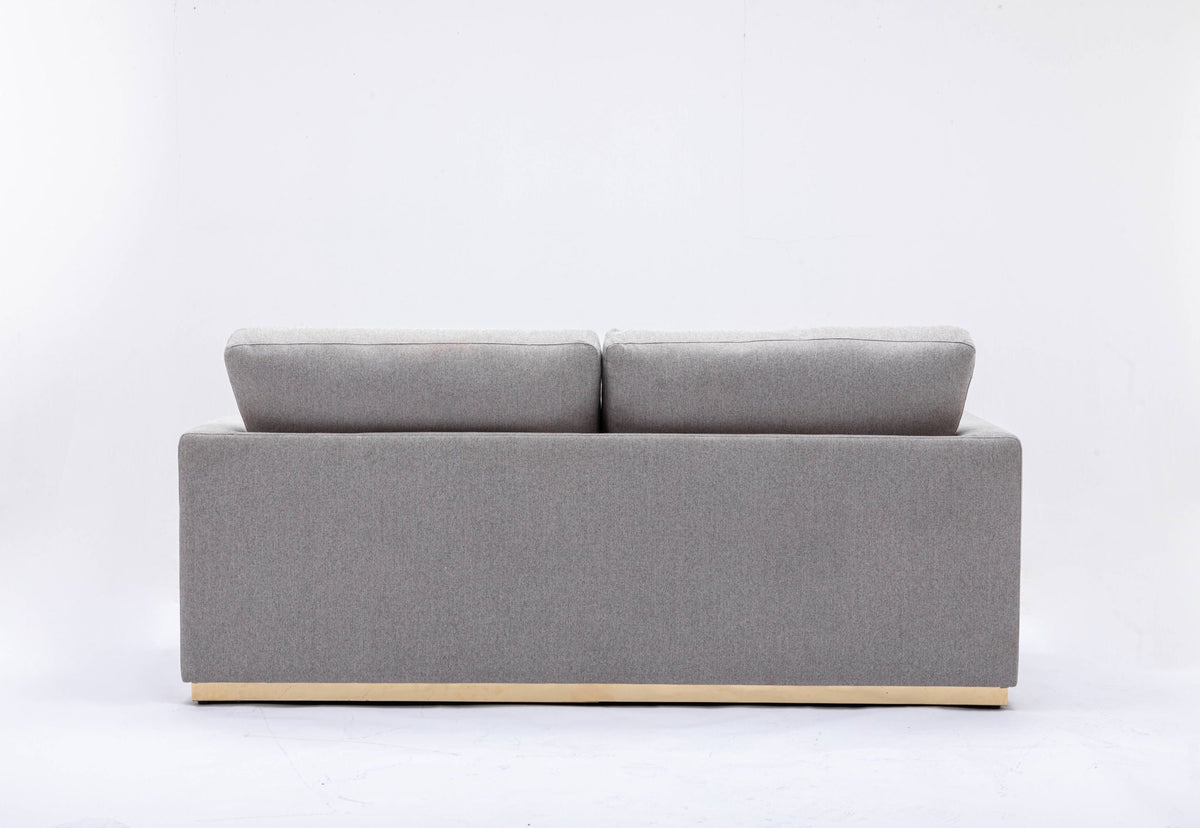 Gray Linen Stationary Sofa with Wood Frame - 77" Wide