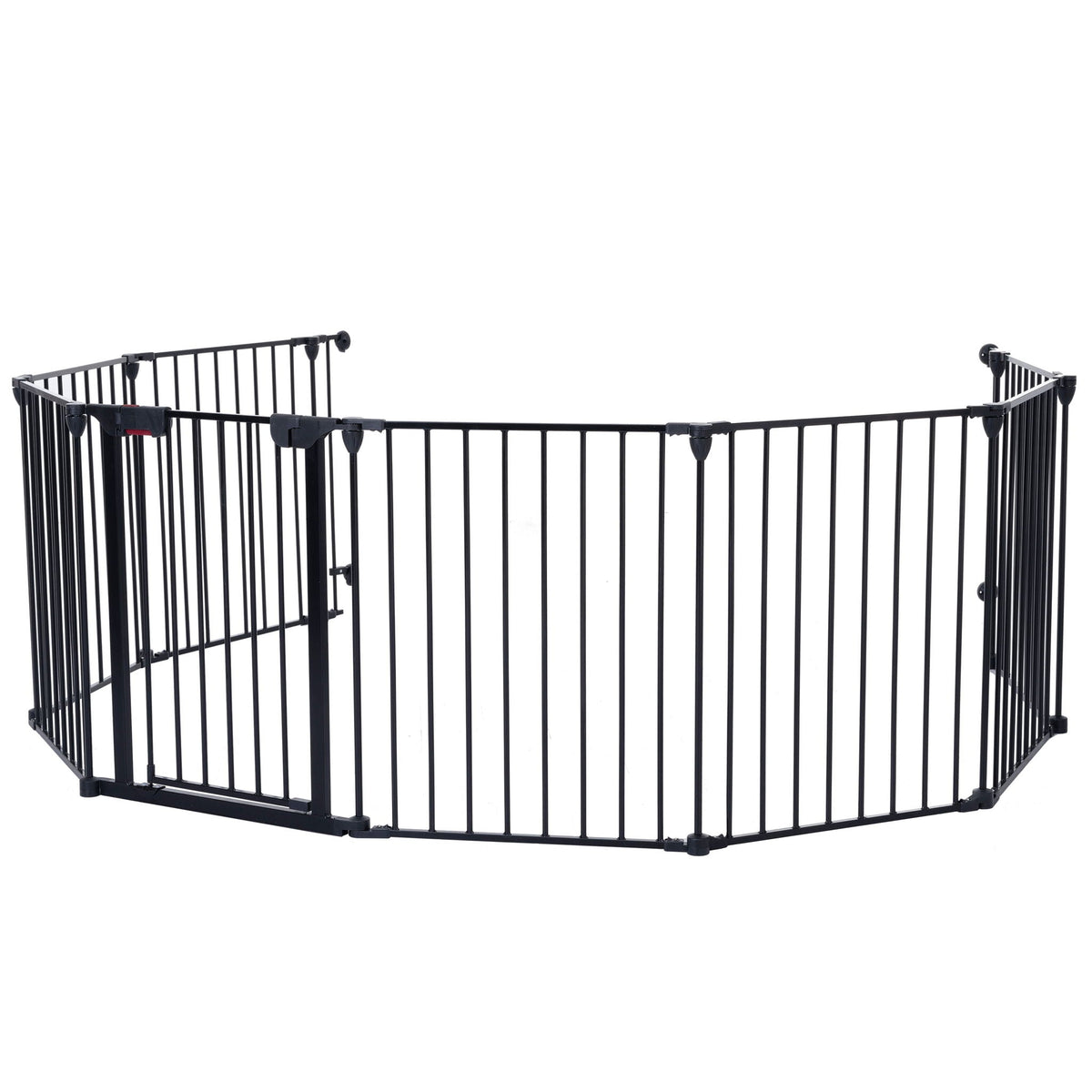 Adjustable Metal Safety Gate Play Yard with Pivoting Panels - Black