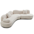Modern Curved Modular 5 Seater Sofa with Plush Pillows - White or Beige