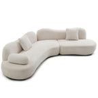 Modern Curved Modular 5 Seater Sofa with Plush Pillows - White or Beige