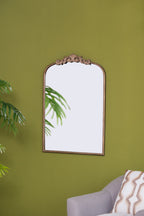 Baroque Inspired Arch Wall Mirror with Ornate Design - Gold or Black