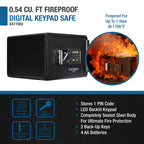 0.54 Cubic Ft Keypad Fireproof Security Safe with Electronic Keypad - Black