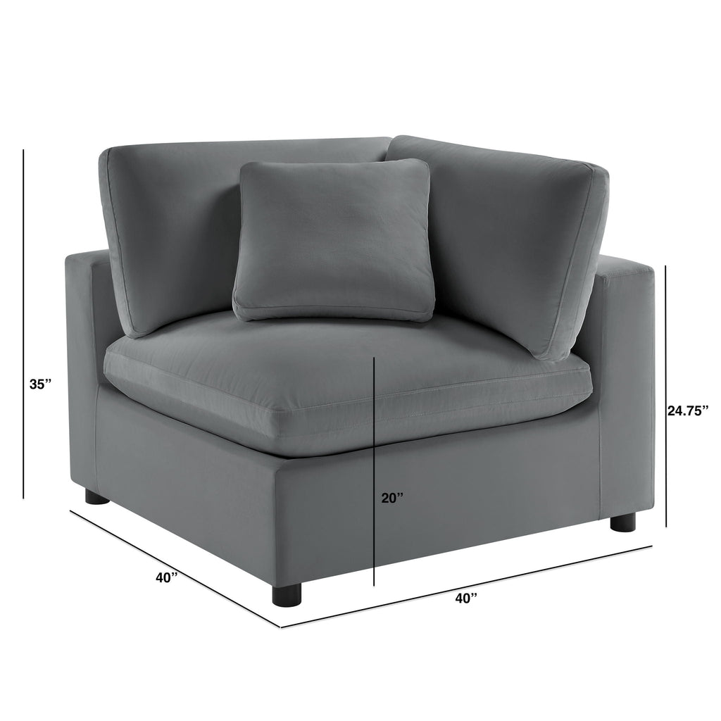 Corner Wedge Chair with Down Blend Cushion - Beige or Dark Gray