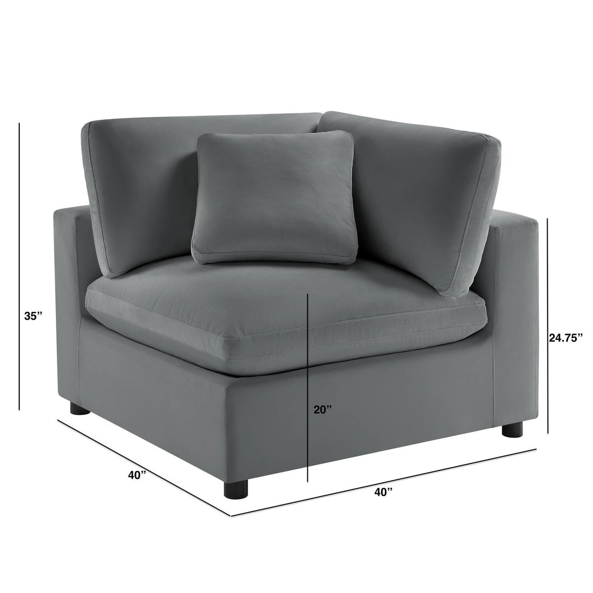 Corner Wedge Chair with Down Blend Cushion - Beige or Dark Gray