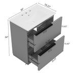 Fluted Bathroom Vanity with Ceramic Sink and Moisture-Proof Cabinet - 30" Wide