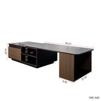 Extendable Coffee Table with Storage Drawers - Melamine Finish