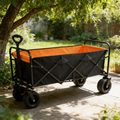 Large Capacity Folding Outdoor Wagon Cart with Extender - Black & Orange
