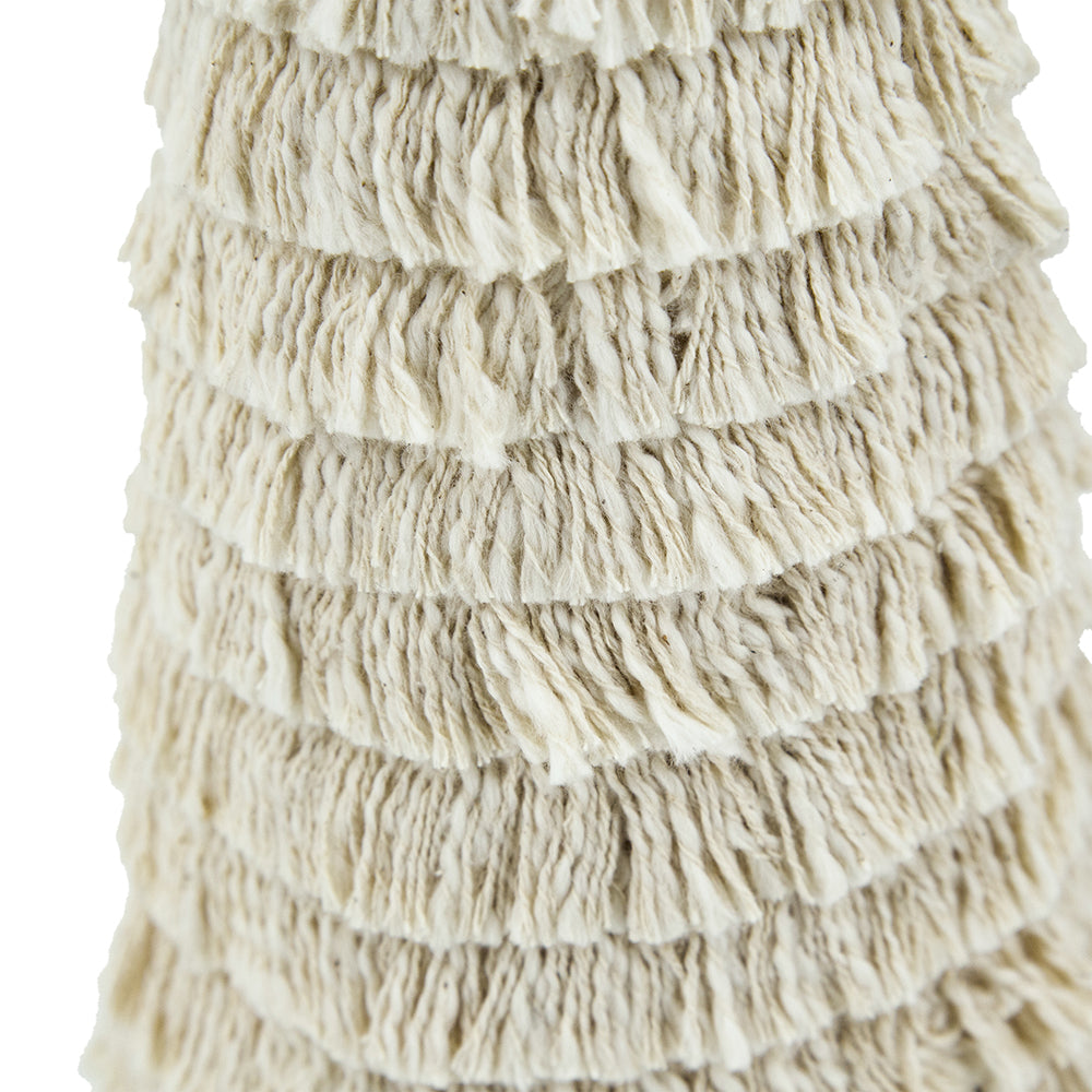 Fringes Embellished Cone with Wooden Base - Accessories