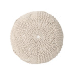 Knitted Round Pouf with Polystyrene Bead Fill - Beige or Dark Gray