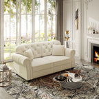 Upholstered Chesterfield Sofa with Nailhead Trim and Rolled Armrests - Fabric