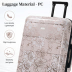 PC+ABS Hardside Luggage Set with Digital Lock - Pink Flower Print