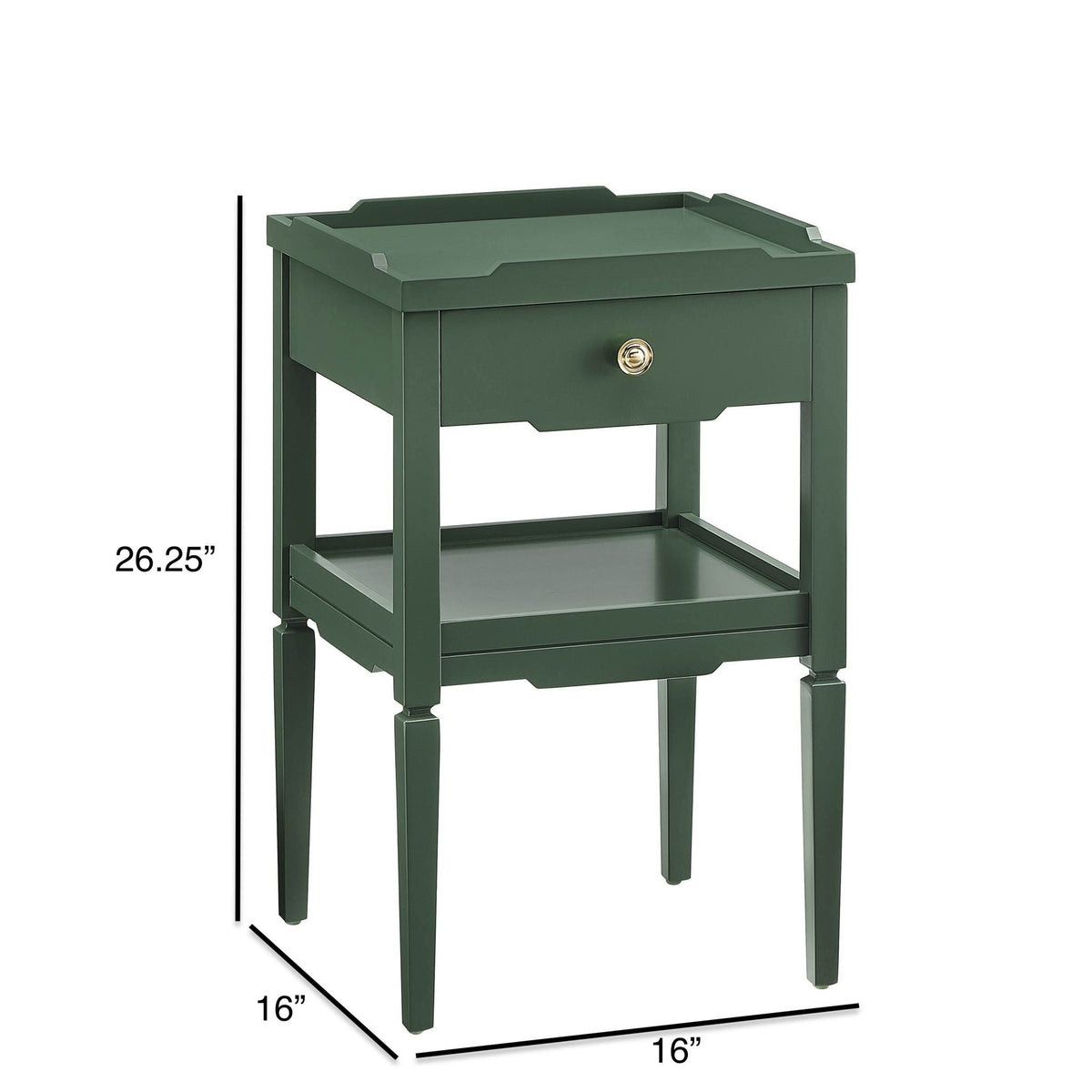 1 Drawer Nightstand with Solid Wood Frame - Blue, Dark Green, or White