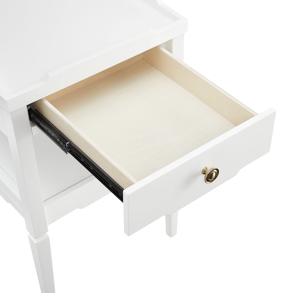 1 Drawer Nightstand with Solid Wood Frame - Blue, Dark Green, or White