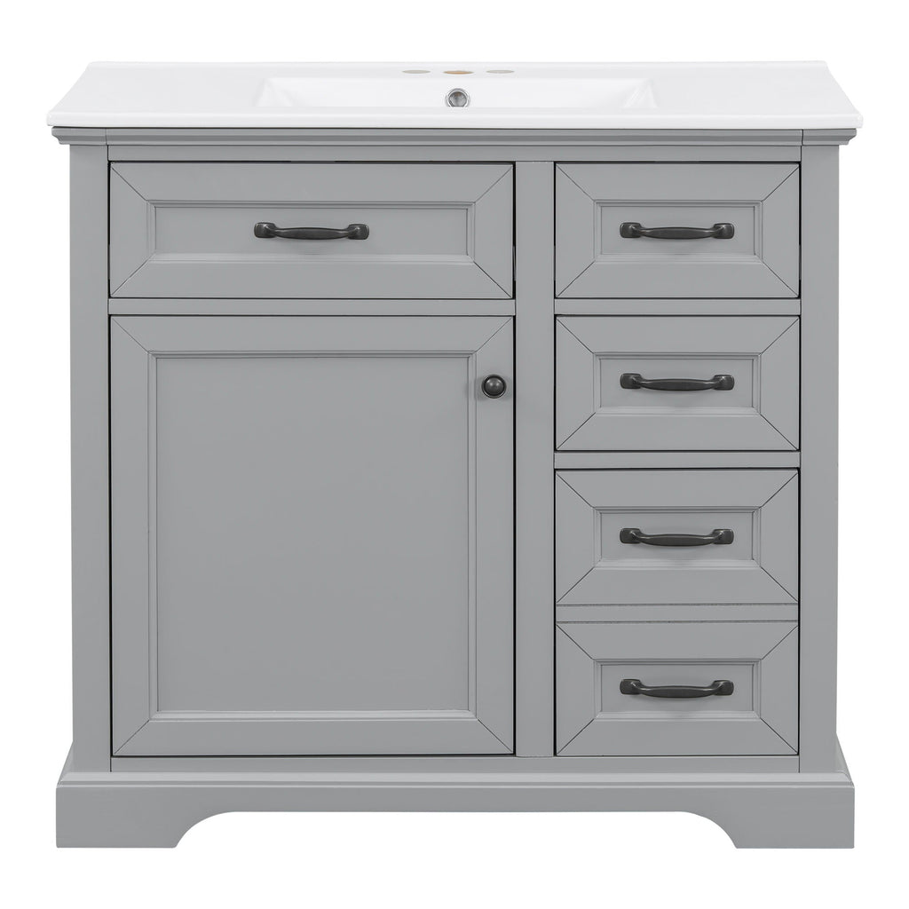 36" Bathroom Vanity with Sink and Soft Close Hinges - Dark Gray or White