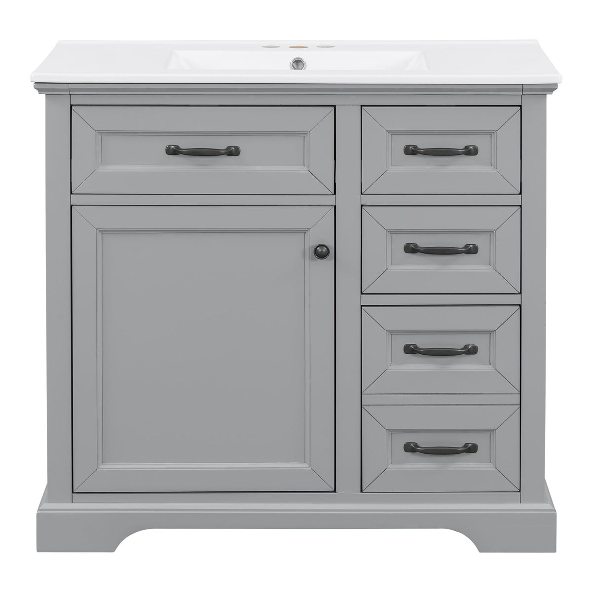 36" Bathroom Vanity with Sink and Soft Close Hinges - Dark Gray or White