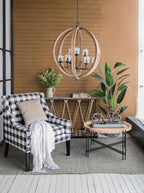 Hanging Light Fixture Chandelier with Adjustable Chain - Light Brown or White