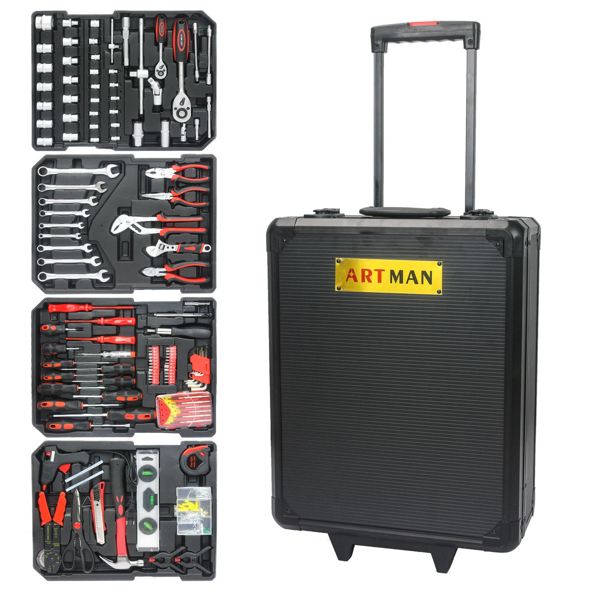 899 Piece Home Repair Tool Set with Rolling Toolbox - Pearl Silver or Black