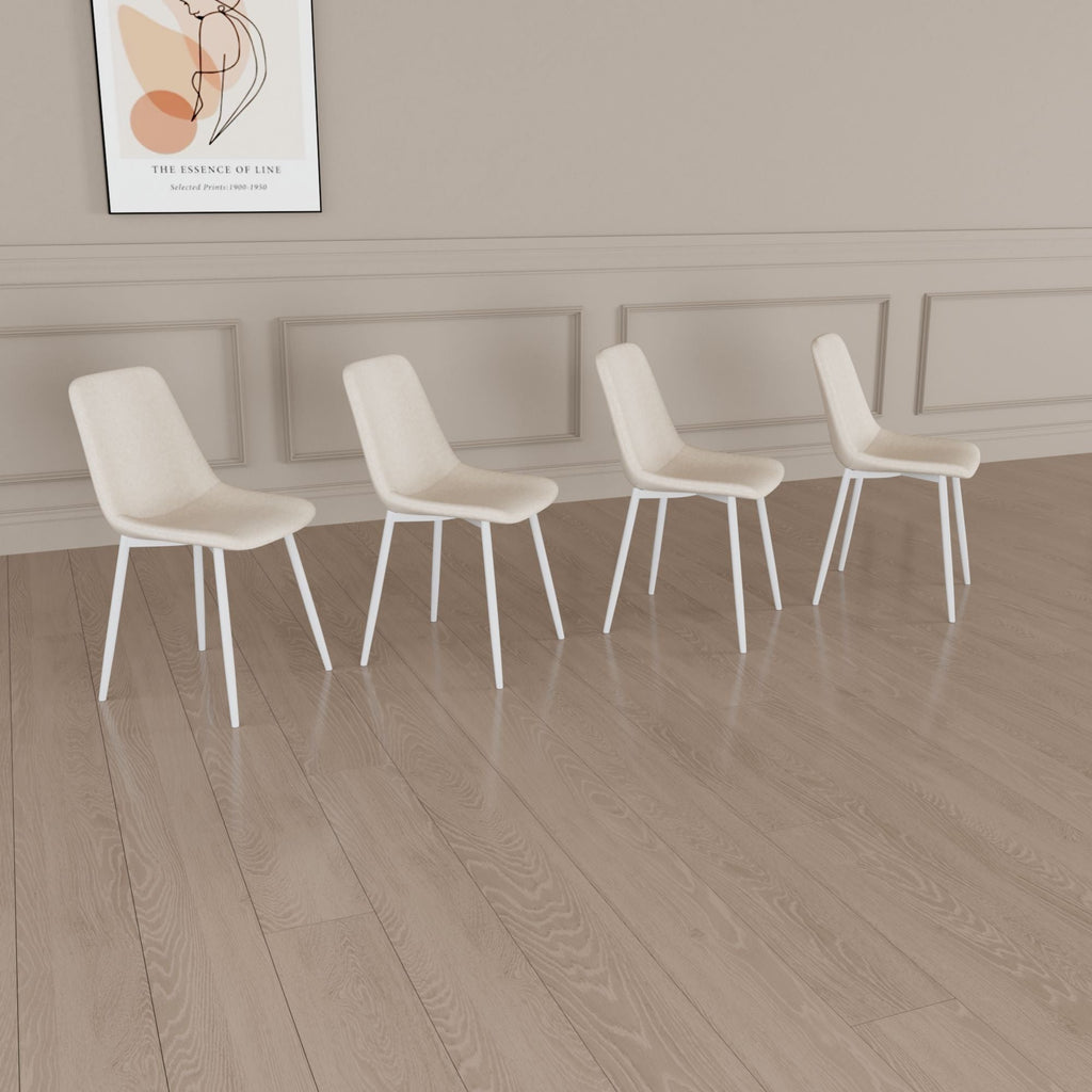 Modern Kitchen Dining Chairs Set of 4 with Linen Padding - Beige