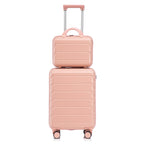ABS 2-Piece Luggage Set with Spinner Wheels and Combination Lock - Pink