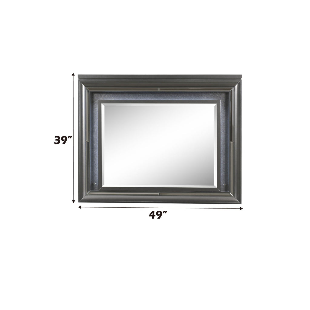 Sawyer Metallic Mirror with LED Lighting - Dark Gray
