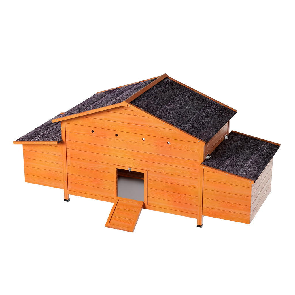 70" Large Wooden Chicken Coop with Nesting Boxes - Brick Red