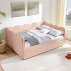 Gingham Daybed with USB Charging Port and Wave-Shaped Design - Multiple Colors
