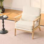 Living Room Chair with Lumbar Pillow and Solid Wood Frame - Dark Gray, Dark Green, Beige