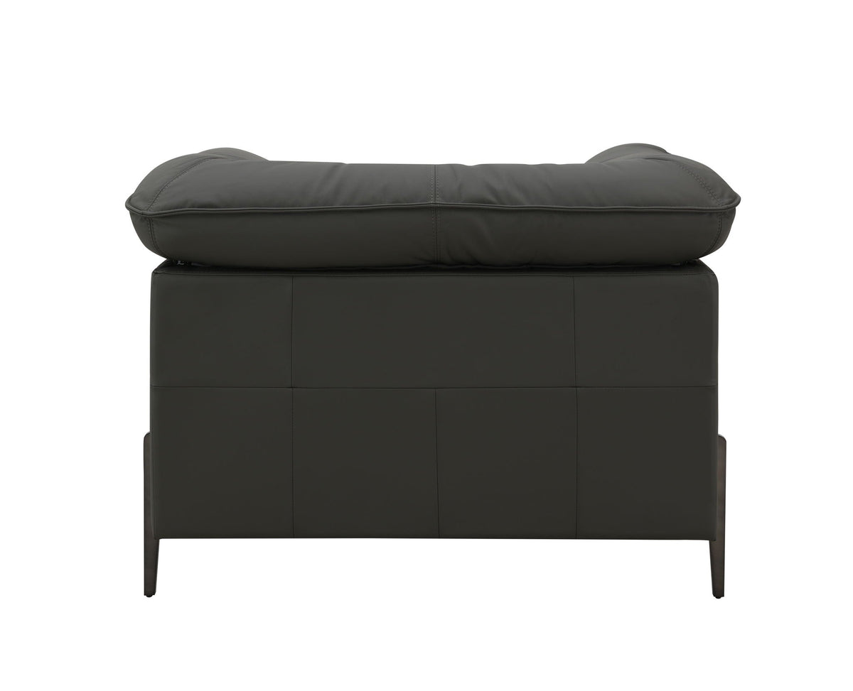 Top Grain Leather Chair with Memory Foam Cushions – Black