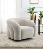 Gray Boucle Swivel Chair with 360° Rotation – Irma Chair