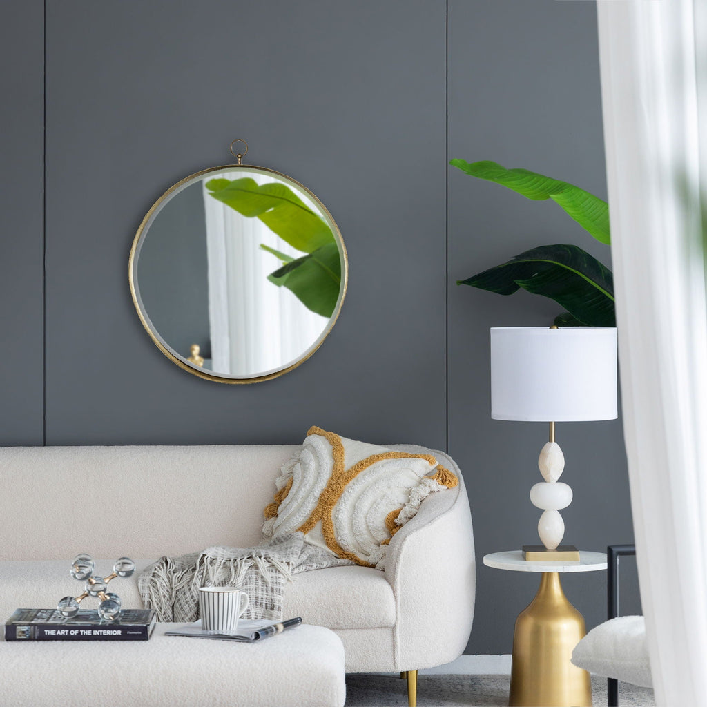 Round Mirror with Iron Frame - Gray