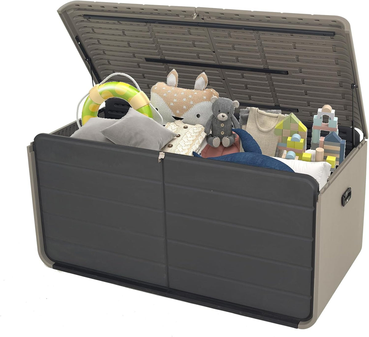 160 Gallon Heavy-Duty Resin Deck Box with Lockable Storage - Brown