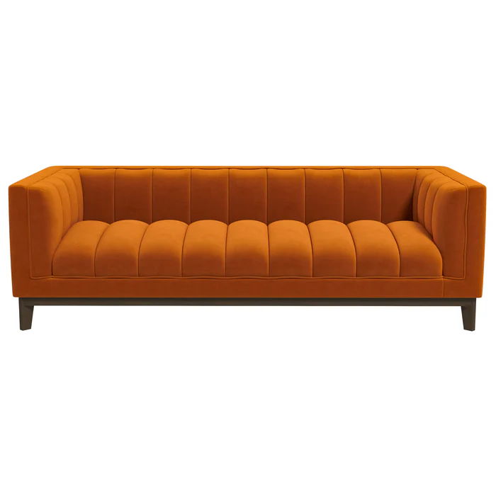Mid Century Modern Sofa with Pet-Friendly Upholstery - White, Green, Orange