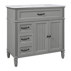 Bathroom Vanity With Sink and Drawers - Freestanding Solid Wood Cabinet