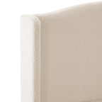 King Size Bed Frame with Upholstered Teddy Velvet Headboard - White