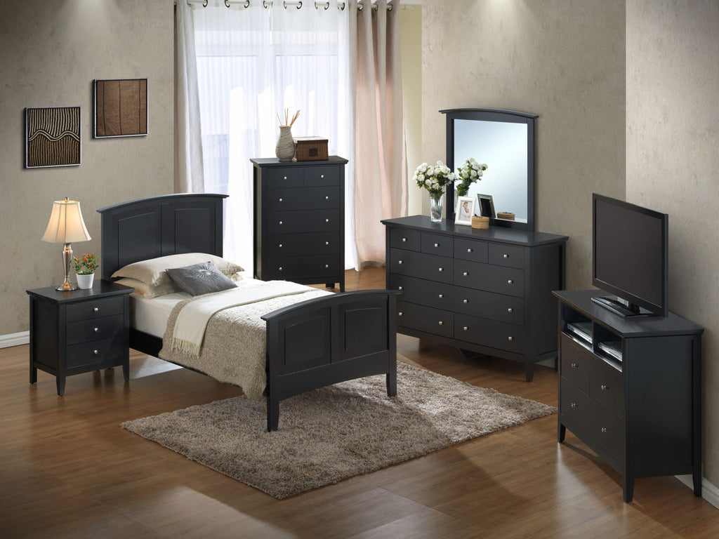 Elegant Panel Bed with Real Wood Veneers - Multiple Colors