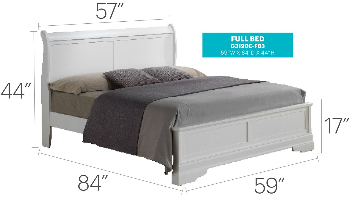 Sleigh Bed with Low Footboard - Real Wood Veneers, Multiple Colors