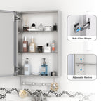 Silver Medicine Cabinet with Mirror and Adjustable Storage Shelves