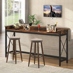 Extra Long Console Table with Charging Station - Brown/Black