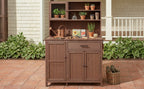 Solid Fir Wood Potting Bench with Hutch - Brown or Gray